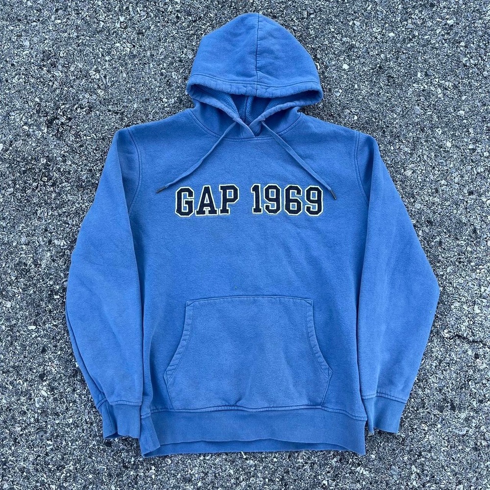 1990s Blue GAP Arch Logo Hoodie Size M